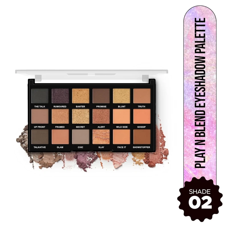Hilary Rhoda Play N Blend Eyeshadow Palette | Matte & Shimmer Finish | Super-Fine Particles | 18 Trendy Colours | Available In 2 Variants | Blends Easily - 20g (Iconic- Shade 02) thumbnail 2